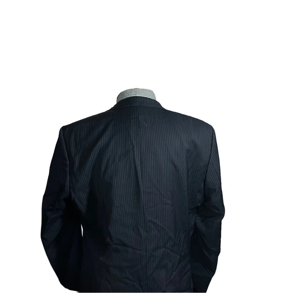 Hugo Boss Pasini2/Movie2 Navy & Periwinkle Stripe 2 Button Wool Suit Coat Sz 46L - Picture 10 of 16
